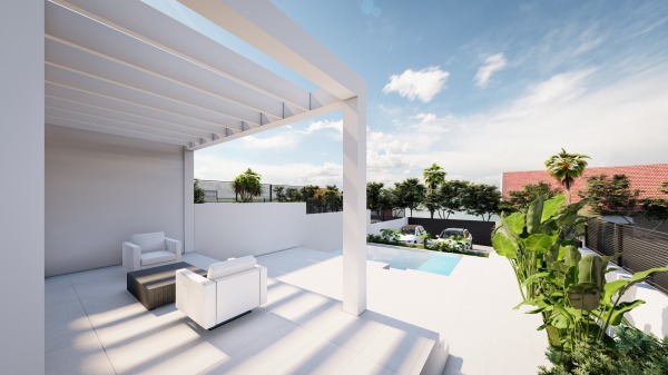 Neubauprojekt: Moderne Doppelhaushälften mit Pool und Teilmeerblick