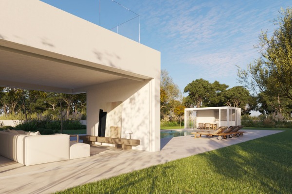 Neubauvilla mit moderner Architektur nah am Golfplatz in Son Gual